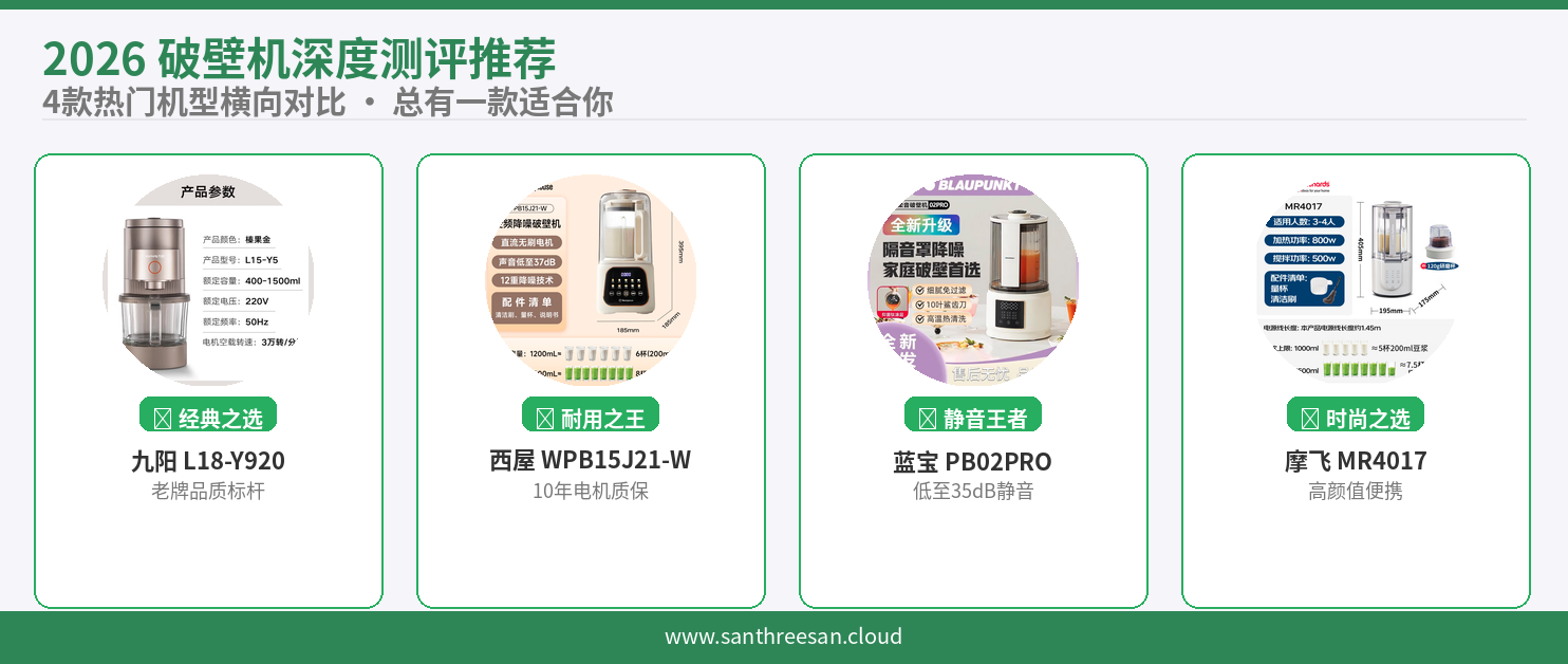 四款破壁机核心参数对比一览