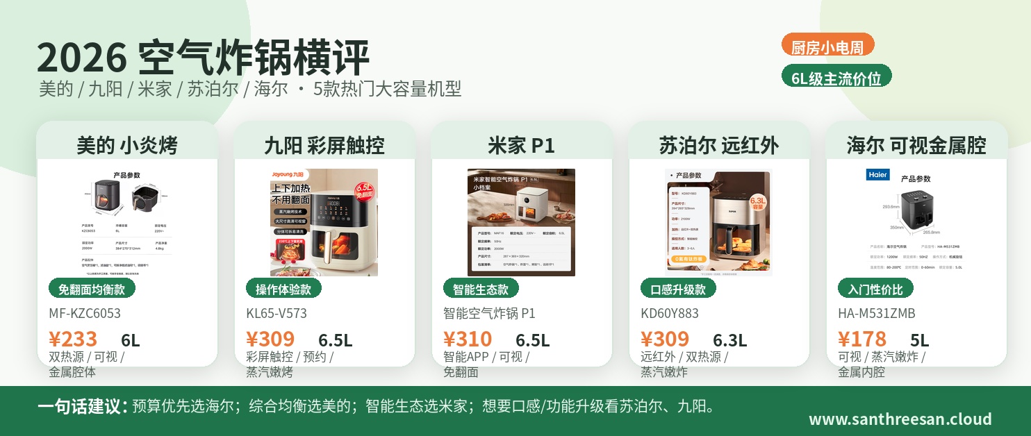 空气炸锅5款对比长图